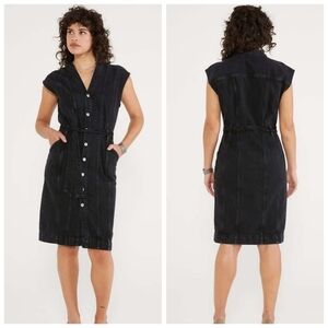 Etica ISSA SEAMED dress black rock  Women's black jeans dress Size XS‎